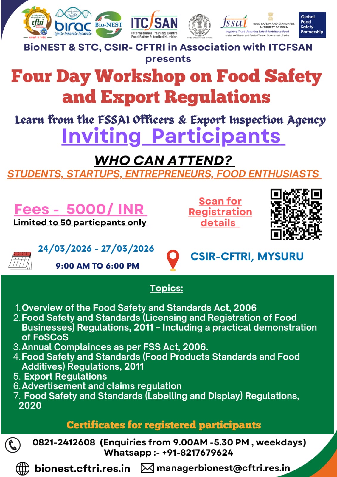 Four Days Workshop on Food Safety & Export Regulations