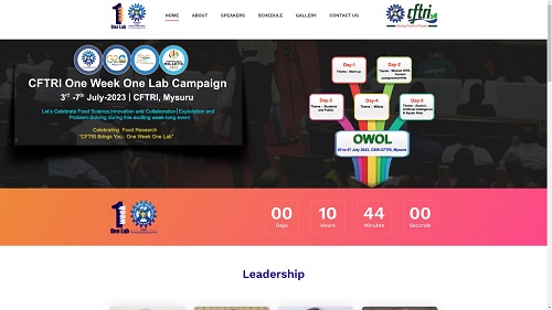 One Week One Lab campaign web page, CSIR-CFTRI, 3-7 July 2023