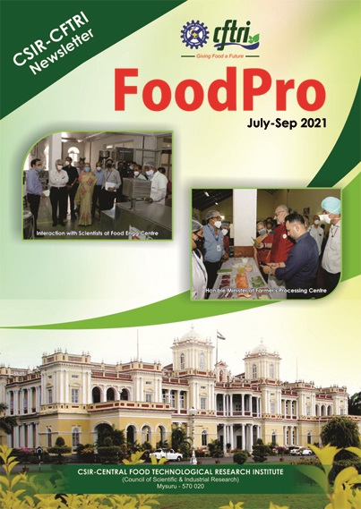 Cover of FoodPro, the CSIR-CFTRI newsletter, July-September 2021