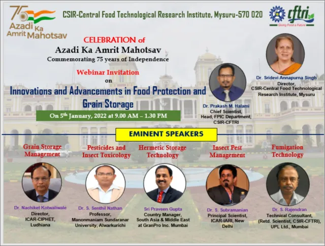 Invitation: webinar on innovations and advancements in food protection and grain storage, 5 January 2022